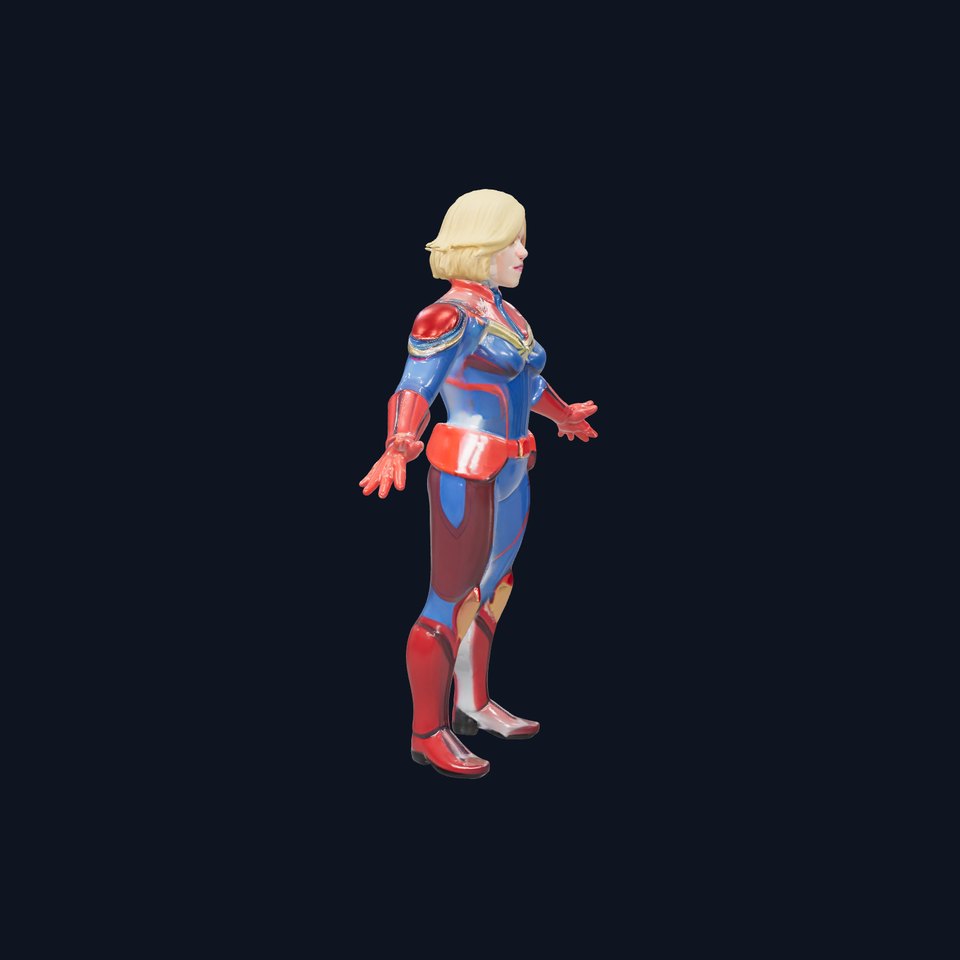 Blonde Female Superhero Character Model Rigged and Animated